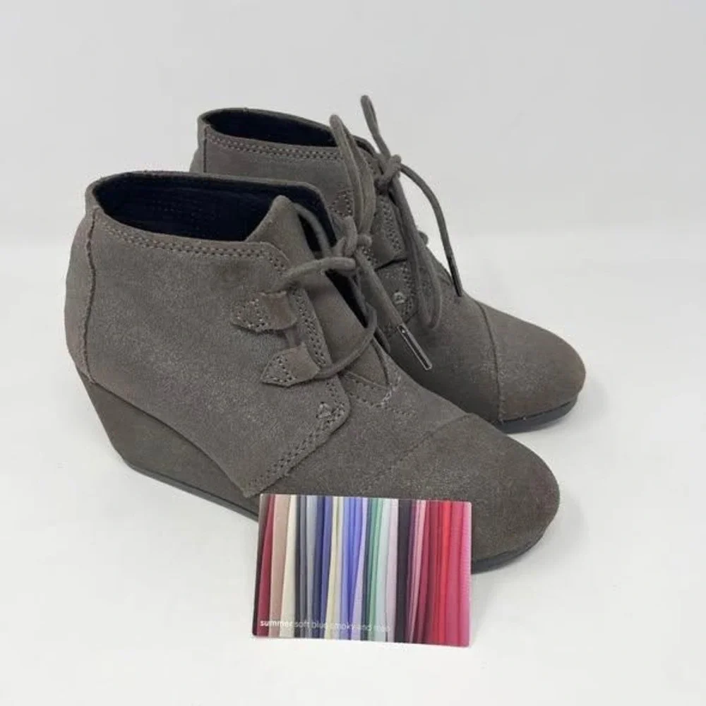 Toms Kayla Desert Wedge Ankle Boot Womens 6‎ Gray Sparkly Boho Y2K Casual